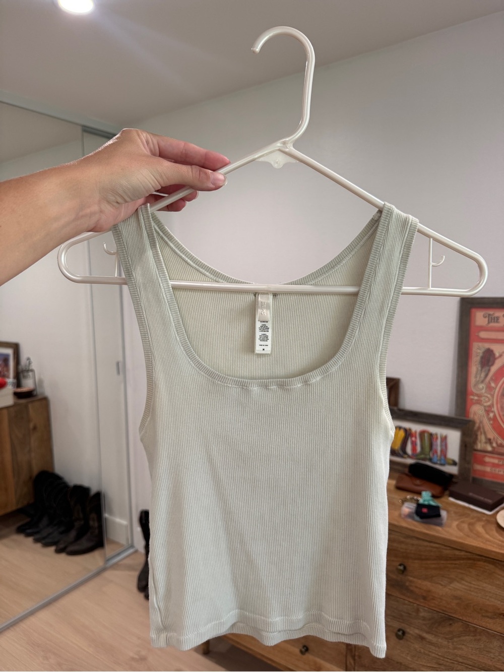 Skims Ribbed Scoop Neck Tank Top - Off-white
